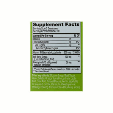 B12 energy nutrition facts