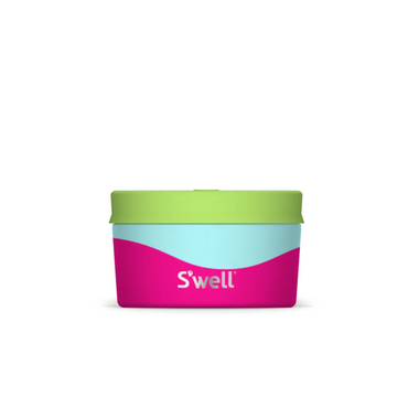 colorful stainless steel food storage container with green silicon lid