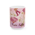 Sip and Celebrate | 'Live Fully' Pink Floral Ceramic Mug (15oz)