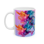 Sip and Elevate | 'Flow Freely' Inspirational Ceramic Mug with Colorful Butterfly Art (11 oz)