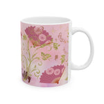 Sip and Celebrate | 'Live Fully' Pink Floral Ceramic Mug (11oz)