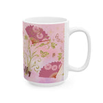 Sip and Celebrate | 'Live Fully' Pink Floral Ceramic Mug (15oz)