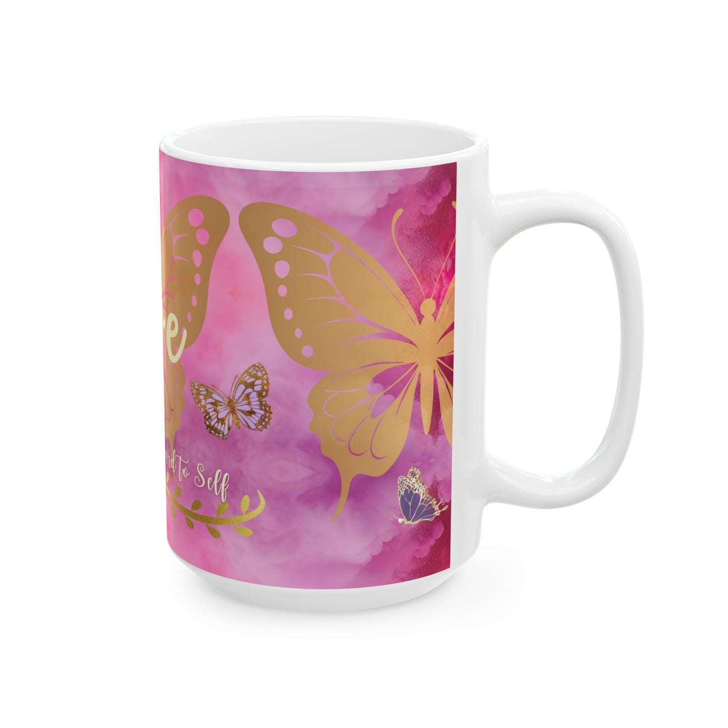 Sip and Embrace | 'Love is the Greatest Reward to Self' Inspirational Ceramic Mug (15 oz)