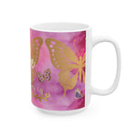 Sip and Embrace | 'Love is the Greatest Reward to Self' Inspirational Ceramic Mug with Colorful Cloud Art (15 oz)