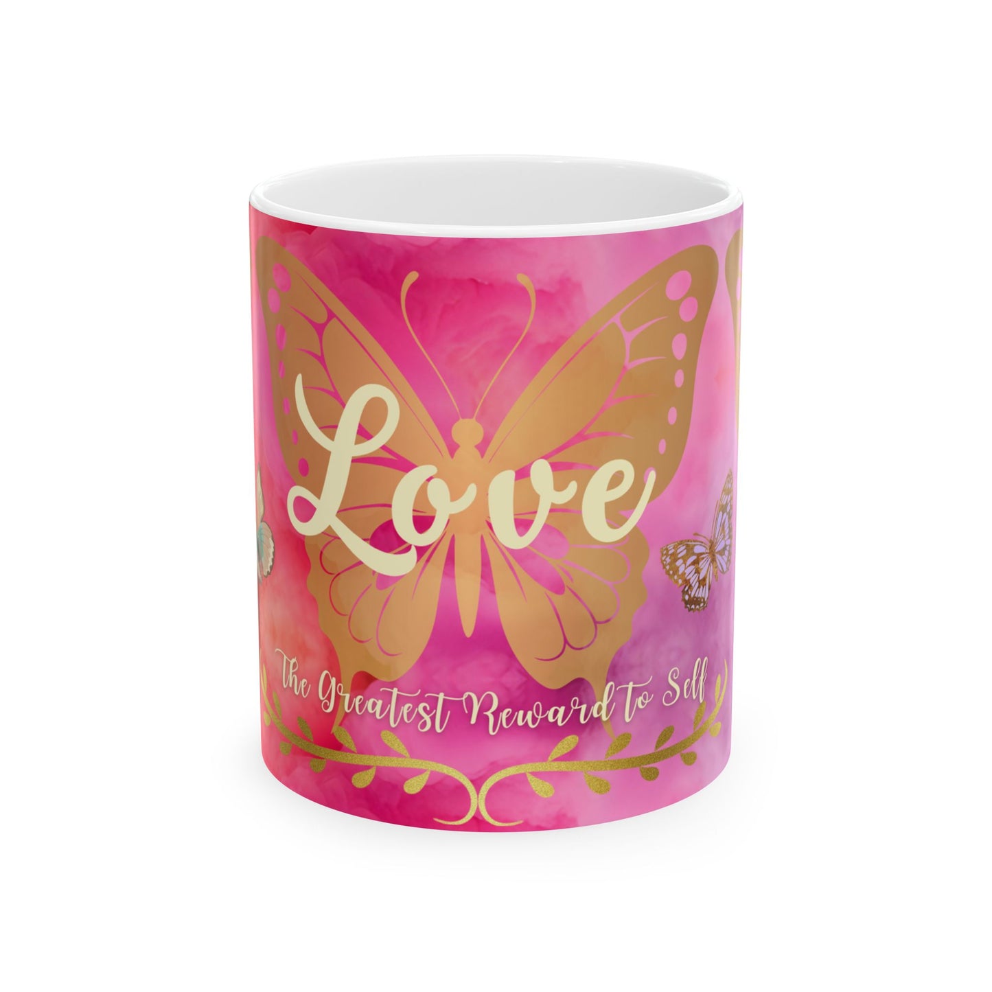 Sip and Embrace | 'Love is the Greatest Reward to Self' Inspirational Ceramic Mug (11 oz)