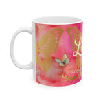 Sip and Embrace | 'Love is the Greatest Reward to Self' Inspirational Ceramic Mug with Colorful Cloud Art (11 oz)