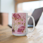 Sip and Celebrate | 'Live Fully' Pink Floral Ceramic Mug (15oz)