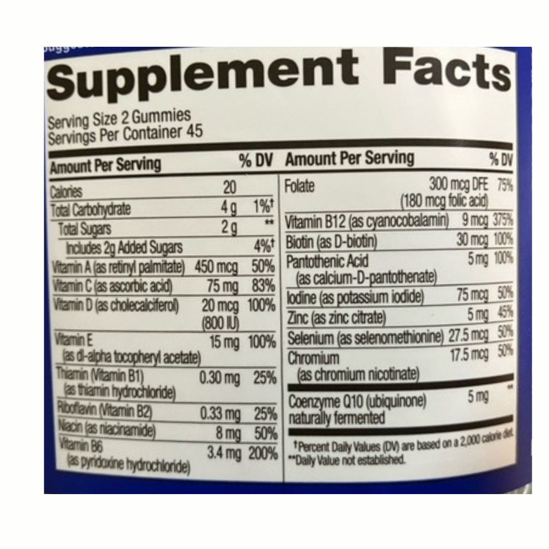 olly mens multivitamin nutrition facts