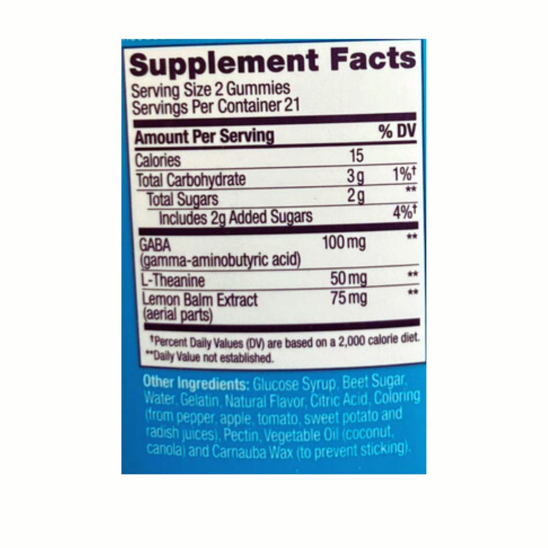 olly stress GABA nutrition facts