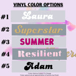 Vinyl color options with text labels on a light gray background